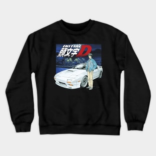 Initial D FC RX7 Stage 1 Drifting - Ryosuke Takahash RedSuns night drive anime Crewneck Sweatshirt